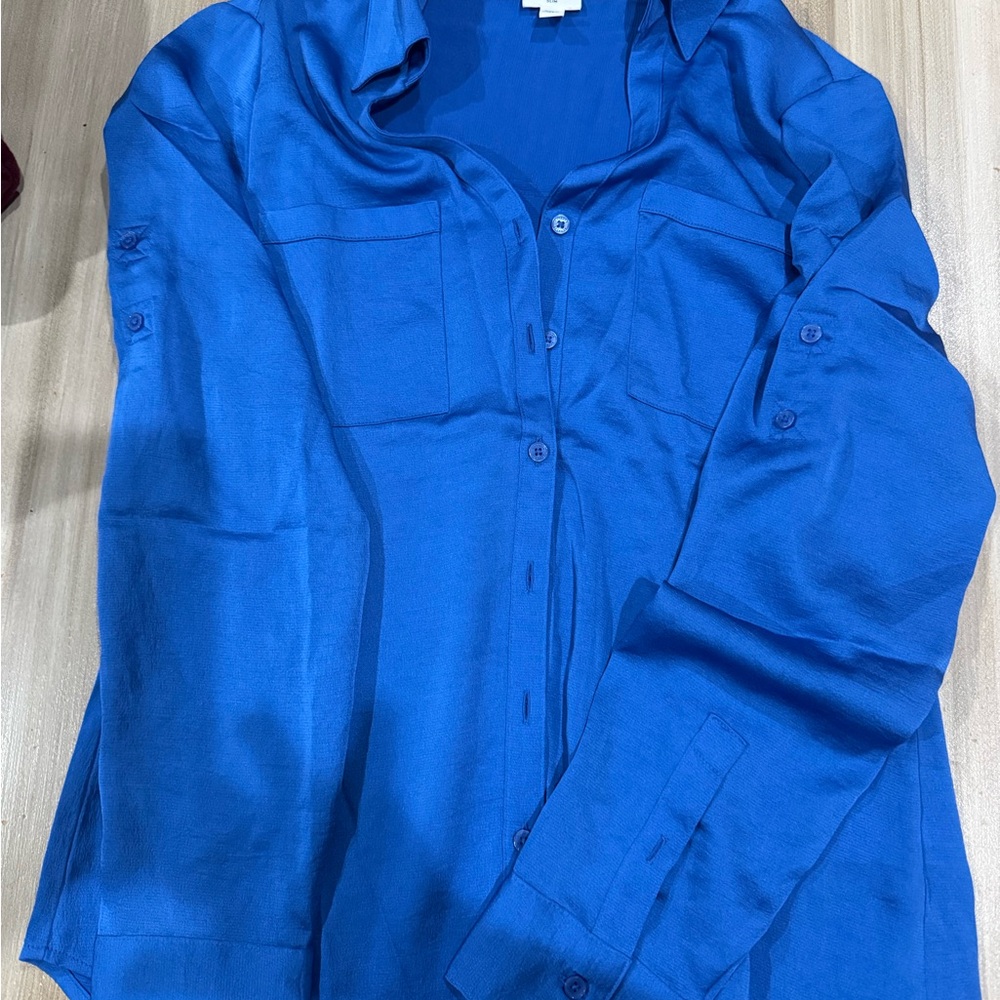 Express Portofino Slim Blue Shirt